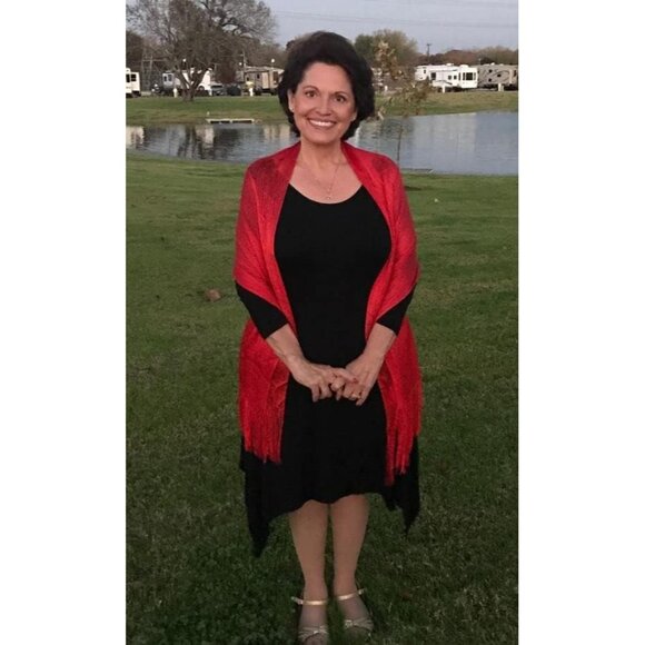 Women Red Dressy Shawls and Wraps for Evening Wear Shawls and Wraps For Party - Picture 2 of 6